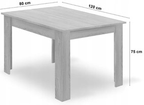Jedálenský stôl MADO čierny s doskou v dekore dub artisan 120x80cm