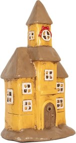 Žltý kostol svietnik na čajovú sviečku Homely - 23*17*43 cm