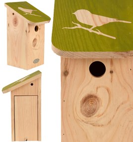 Vtáčia búdka Elisa, 28x15x16 cm, drevo, hnedá/zelená