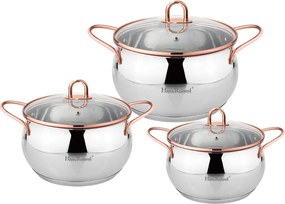 Haus Roland Súprava nerezového riadu, 6-dielna, s medenými úchytmi