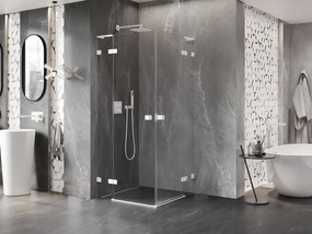 Mexen Lunar, L Duo výklopný sprchový kút 120 x 120 cm, 8mm číre sklo, biely profil, 834L-120L-120P-20-00