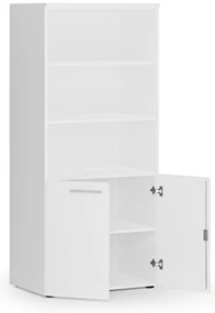 Kombinovaná kancelárska skriňa PRIMO WHITE, nízke dvere, 800 x 500 x 1781 mm, biela
