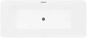 Mexen Velo Slim, voľne stojaca vaňa 170 × 75 cm, biela lesklá, oceľový prepad, 52811707500-97