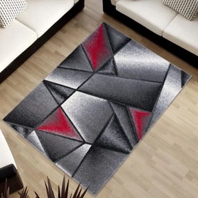 Koberec Sumatra J374C Shapes sivý, červený