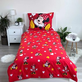 Jerry Fabrics Bavlnené obliečky 140x200 + 70x90 cm - Minnie "Red heart"