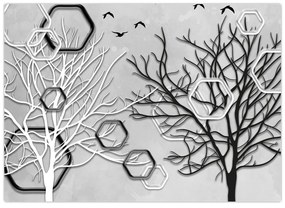 Abstraktný sklenený obraz so stromami (70x50 cm)