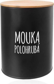 Orion Dóza na potraviny, plechová, čierna, s bambusovým vrchnákom, 2,3l, MÚKA POLOHRUBÁ