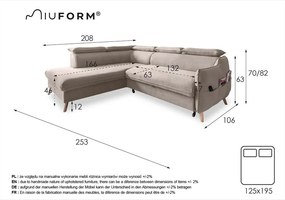 Béžová rozkladacia rohová pohovka (ľavý roh) Sweet Harmony – Miuform
