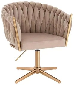 LuxuryForm DESIGN Stolička NORDEN VELUR na zlatom kríži - latte