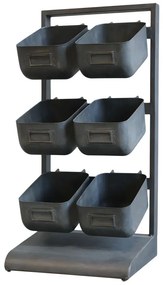 Čierná kovová police so 6-boxy - 27*23*57 cm