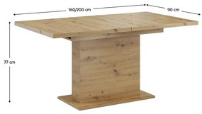Rozkladací jedálenský stôl Bovata (dub artisan) (pre 6-8 osôb). Vlastná spoľahlivá doprava až k Vám domov. 1097146