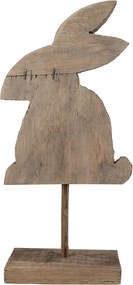 Hnedá antik drevená dekorácia králik na podstavci - 14*8*30 cm