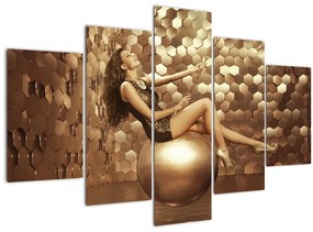 Obraz ženy v zlatej miestnosti (150x105 cm)