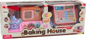LEAN Toys Detská cukráreň s donutmi – pokladňa a mikrovlnka, súprava