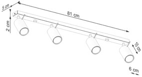 Bodové svietidlo Ring, 4x olivové kovové tienidlo, (možnosť polohovania)