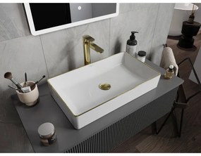 Mexen Nadia, umývadlo na dosku 620x355x115 mm, biela-zlatý okraj, 21616005