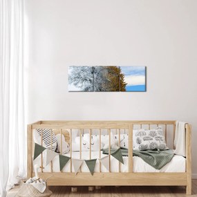 Obraz - Zmena ročného obdobia (s hodinami) (90x30 cm)