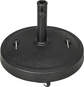 Podstavec na dáždnik Outsunny 23,5 kg s kolesami, držiak dáždnika pre tyče Ø38/48 mm, pre záhradu a balkón | Aosom