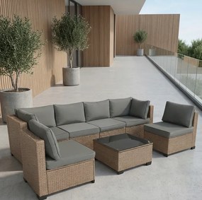 Modulový ratanový záhradný set so stolíkom XL2501 v prírodnej farbe