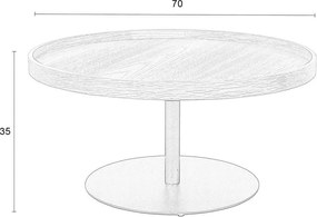 Čierny okrúhly konferenčný stolík s doskou v dubovom dekore ø 70 cm Yuri L – White Label