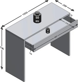Písací/kozmetický stôl Checker, biely