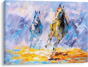 Obraz bežiacich koňov, olejomaľba (70x50 cm)