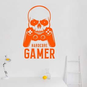 Veselá Stena Samolepka Hardcore Gamer Farba: oranžová, Veľkosť: 100 x 61 cm