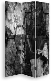 Ozdobný paraván, Tajemství šedi - 110x170 cm, trojdielny, korkový paraván