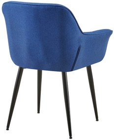 Stolička s podrúčkami Roseville - látka, nohy čierny kov - Modrá