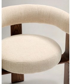 Hnedé/béžové jedálenské kreslo s podrúčkami z jaseňového dreva Granite – Kave Home