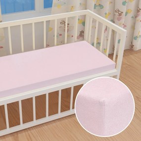 Detské jersey napínacie prestieradlo do postieľky JR-032 Púdrovo ružová 80 x 140 x 10 cm - do postieľky