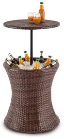 Beerboy, záhradný stôl, chladič nápojov, Ø 50 cm, polyratan, dvojfarebný hnedý
