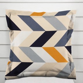 Biante Bavlnená obliečka na vankúš s lemom Sandra SA-751 Veľké cik-cak modro-žlto-krémové pruhy 45 x 45 cm