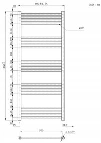 Erga Basic, vykurovacie teleso 1400x600 mm, 627 W, čierna, ERG-LAV-BASIC-14060-BK