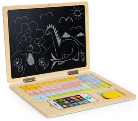 Drevená magnetická vzdelávacia tabuľa notebook s telefónom a písmenami