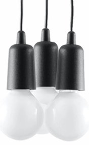 Závesné svietidlo Diego 3, čierne telo svietidla