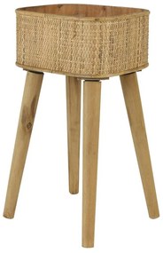 Prírodný drevený kvetináč s výpletom na nôžkach Canya - 32*29*60cm