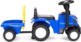MULTISTORE Jazdík traktor New Holland s odpojiteľnou príveskou, interaktívny volant, modrý