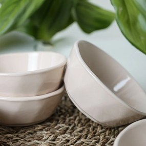 Súprava 6 kameninových misek Facetta 12 cm, béžová