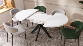 RENZO Biely/čierna noha - OKRÚHLY STÔL Ø110 ROZKLADACÍ DO 180 cm | DO KUCHYNE JEDÁLNE OBÝVAČKY RETRO