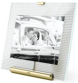 Sklenený stojací rámček v zlatej farbe 16x20 cm Flute – Umbra