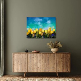 Sklenený obraz žltých tulipánov (70x50 cm)