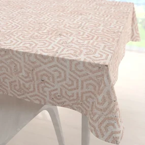 Biante Zamatový štvorcový obrus Tamara TMR-029 Ružovobéžové hexagony s čiernym žíhaním 100x100 cm