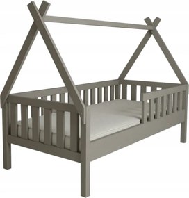 Detská domčeková posteľ z masívu borovice TEA - 200x90 cm - šedá