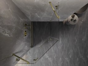 Mexen Lunar, päťuholníkový sprchový kút s ľavým sklonom 80 x 100 cm, 8mm číre sklo, zlatý profil, 831-080L-100P-50-00-L
