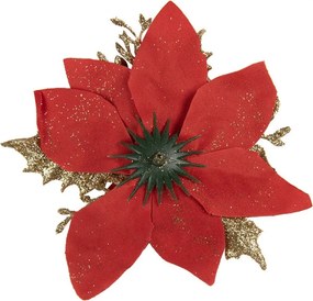 Dekorácia červená kvetina vianočná hviezda Poinsettia - 14*5 cm