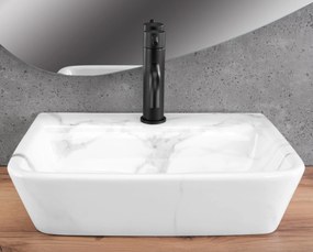 Rea Altea, umývadlo na dosku 455x360x120 mm, biela imitácia kameňa - Cloudy, REA-U9242