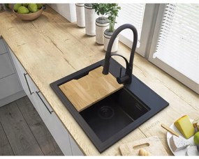 Gamma Modern 5055, 1-komorový granitový drez 560x500x210 mm, čierna, GMA-ZM-55-BK