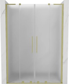 Mexen Velar L Duo, posuvné sprchové dvere do otvoru 140 cm, 8mm sklo námraza, zlatá matná, 871-140-003-32-55