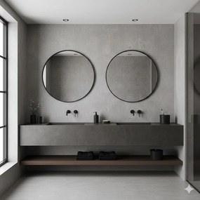 Erga Round, okrúhle zrkadlo 30cm, čierny rám, ERG-V01-ROUND-3030-BK